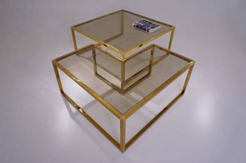Milo Baughman brass coffee table or side tables 1970`s, American